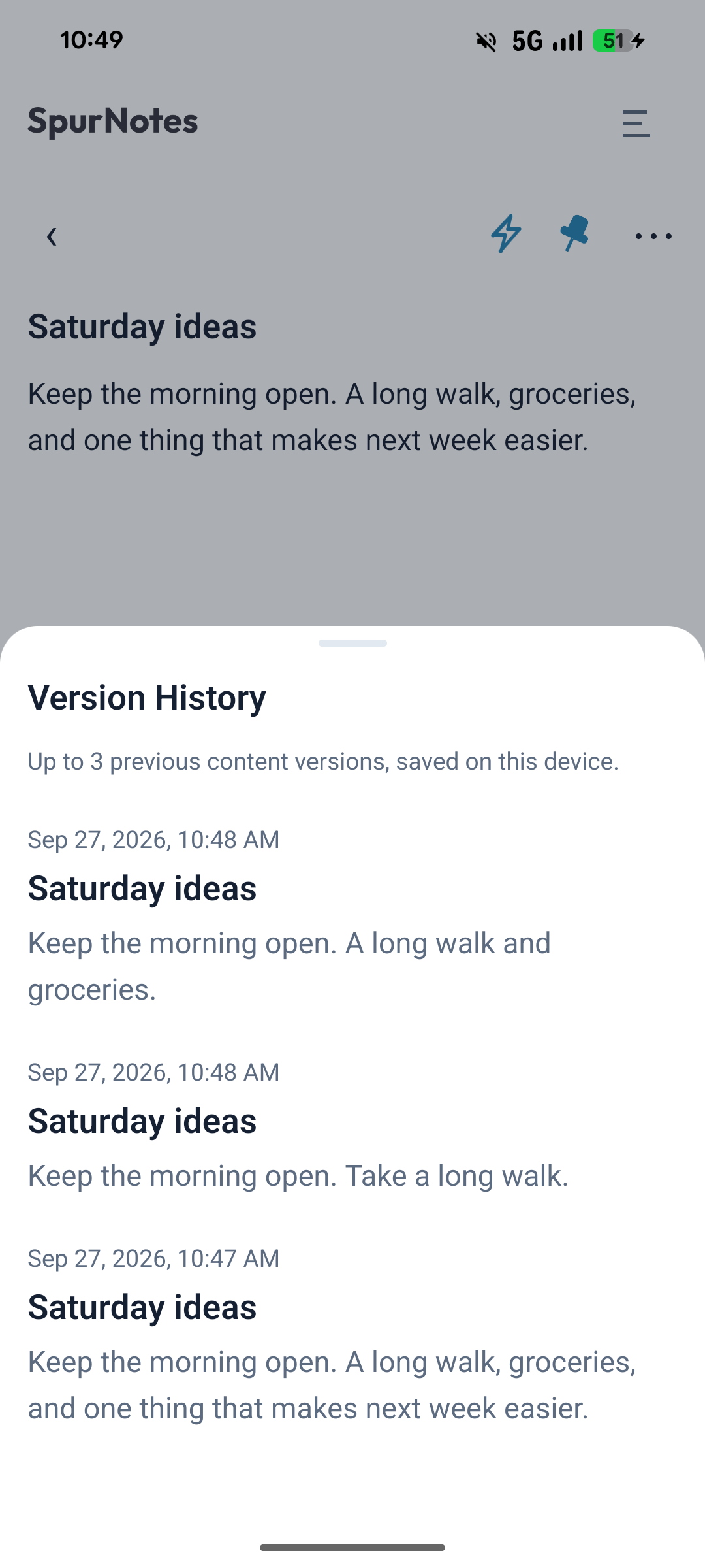 Spur Notes Version History